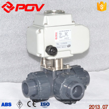 regulating dc 24v 3 way motorized pvc ball valve